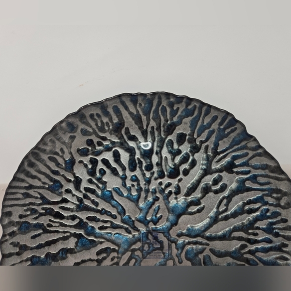 Three Hands Coral Blue Dish Platter Plate Hand Painted Sea Ocean Beachy Look - Picture 2 of 10